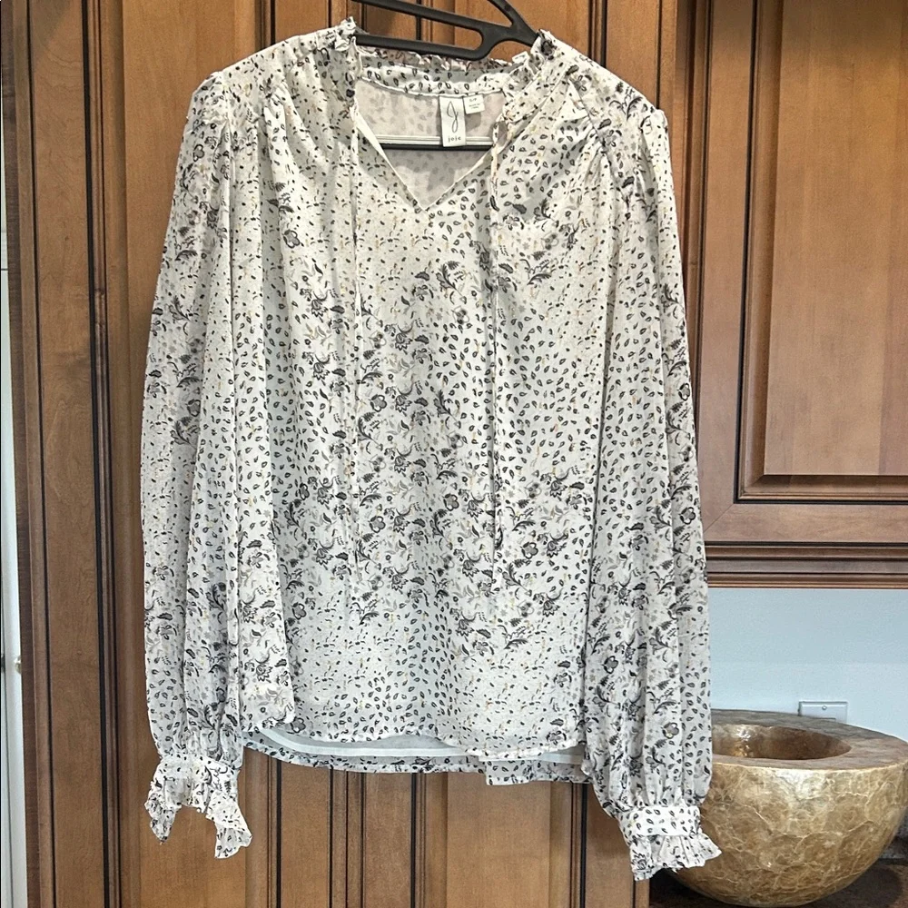 Joie Floral Print Blouse - White and Gray - Picture 1 of 7